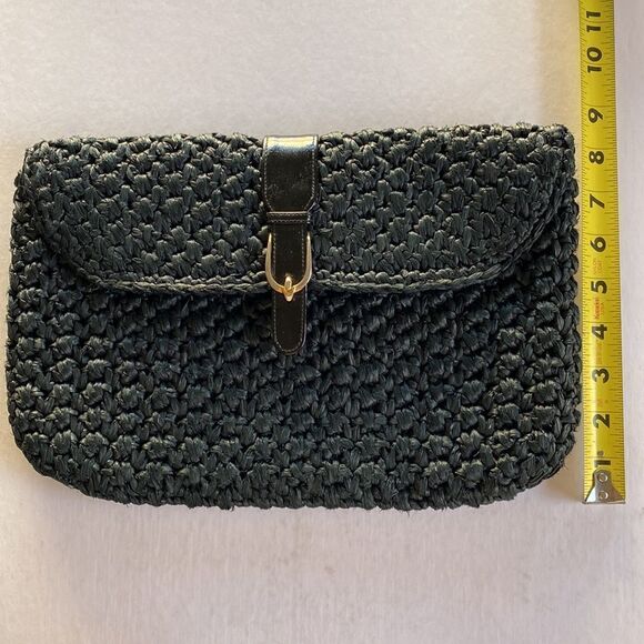 MORRIS MOSKOWITZ Vintage Black Crochet Straw Bag - Picture 2 of 6